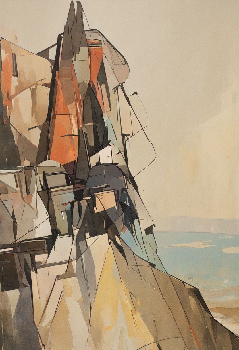 (Silhouette of a house on the cliff beside coast, flat painting background:1.5),
(abstract painting, impressionism, watercolor, oil painting brushstrokes, oil painting texture:1.3),
(brutalist architecture, BRIGHT green AND DARK BROWN color palette, curve LINE, circle, ellipse, core), AK, abstract, deconstruction, geometry, geometric composition,paint painting,harmonious colors, black frame,rectangle, tilt, flat painting, framex, horizontal, Constructivism, Fauvism,
