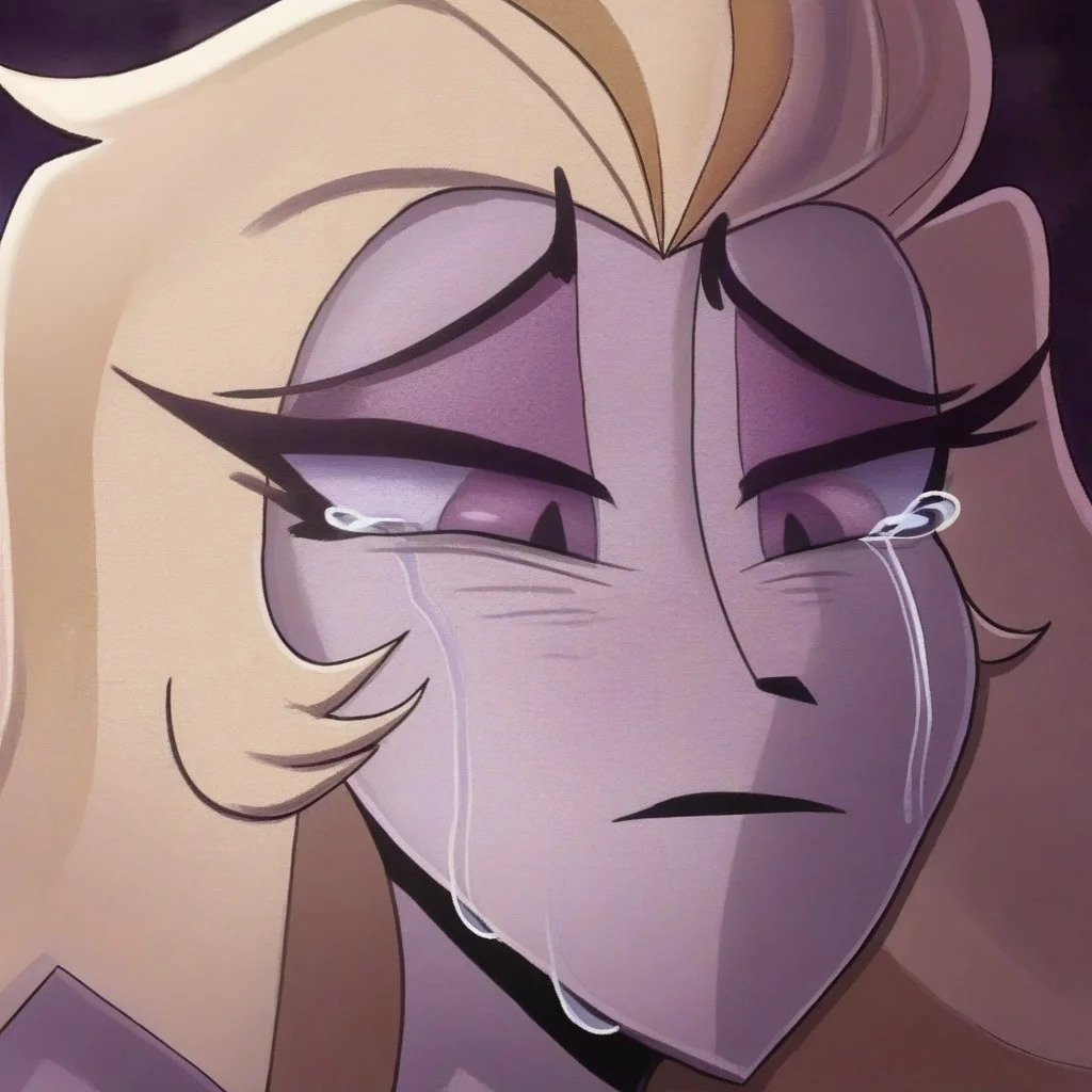 lilith, purple eyes, half-closed eyes, crying