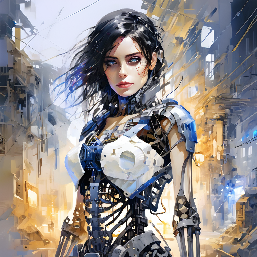 Masterpiece, illustration,8K wallpaper, super detailed,portrait,(full body),((damaged)),dissection,
(1 girl:1.5),(solo),(Machine Skeleton),black hair,Medium breasts,Beautiful detailed blue eyes,(Mechanical (heart)),
(Wire),(Transmission tube),
(white background: 1.8),mecha Machine Skeleton ,natural light, light tracing
oil and watercolor painting,<lora:oil_and_watercolor_painting:0.85>,
