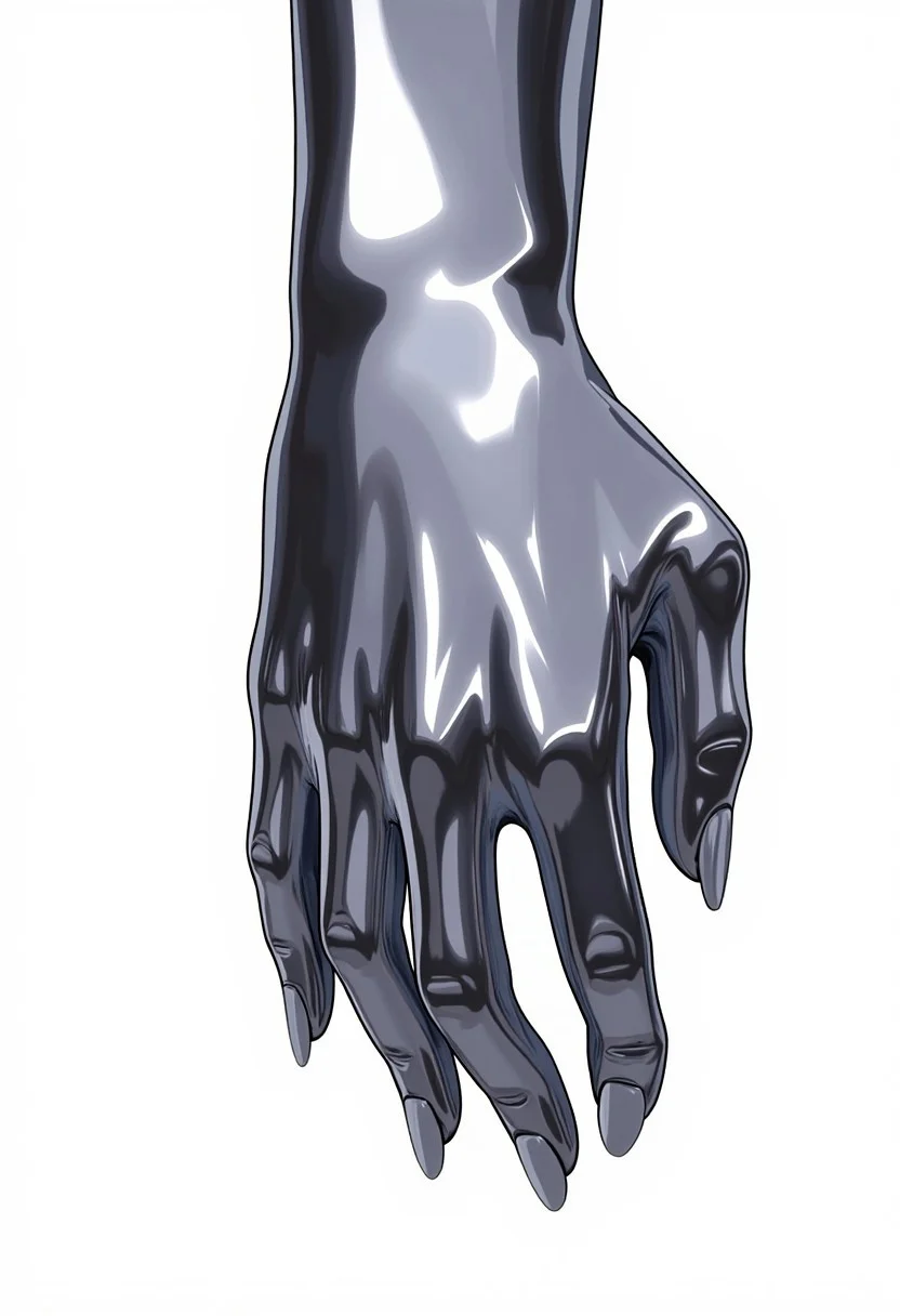 chrome texture, a hand focus, Perfect hand, Detailed hand