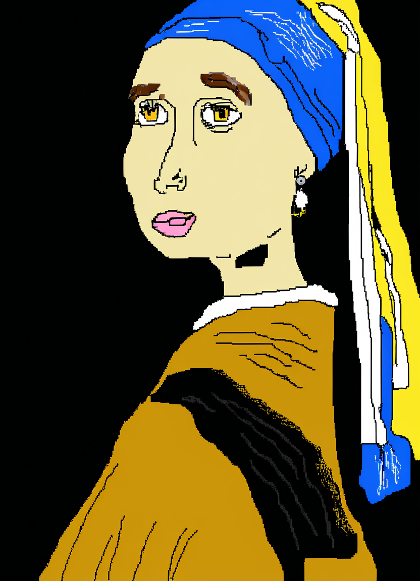 MSPaint portrait girl with the pearl earring