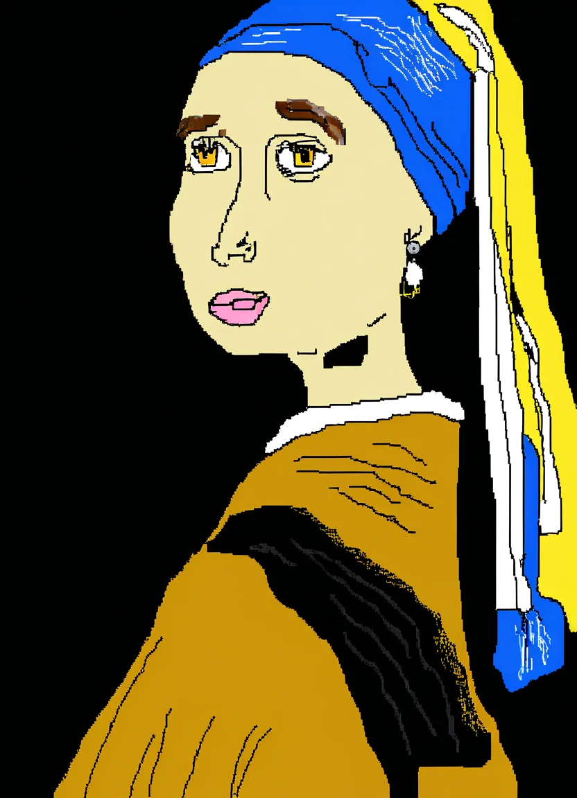 MSPaint portrait girl with the pearl earring