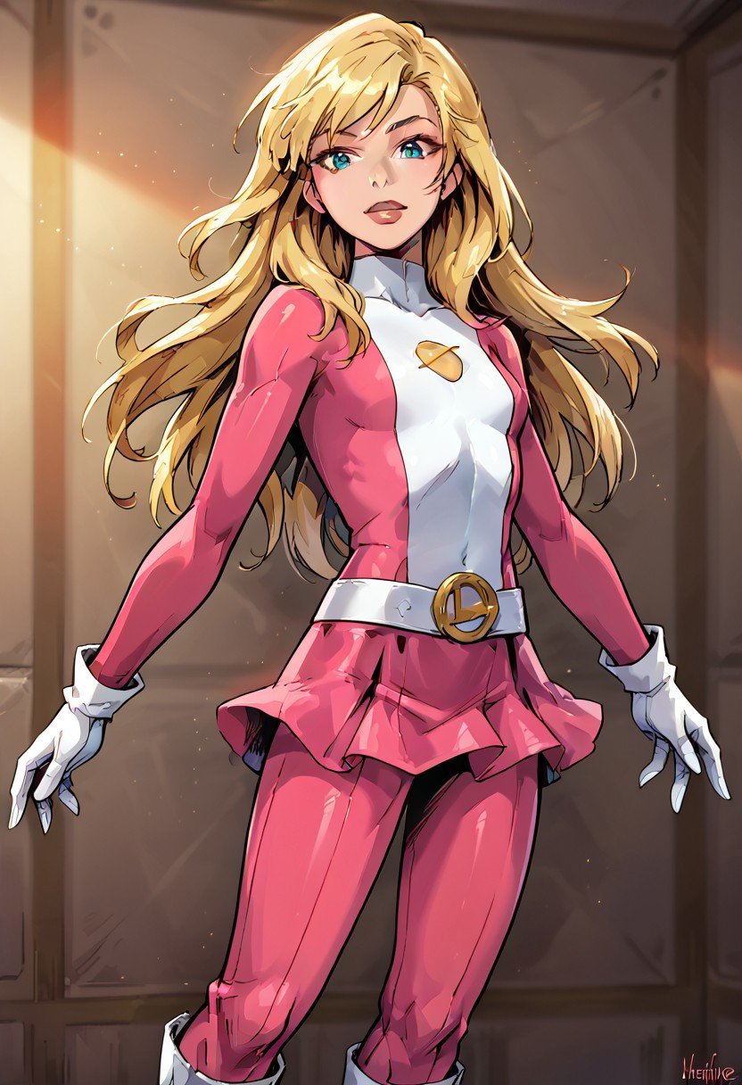 1girl, score_9, score_8_up, score_7_up, masterpiece, high quality, western cartoon, very detailed, depth of field, full color picture, vibrant colors, solo, alone, petite,
pale skin, blonde hair, long hair, white gloves, white boots, pink pants, pink skirt, white belt, gold Saturn emblem on chest, suit3,
facing front, looking at viewer, full body, standing, hands at side, solo, alone, small bust, masterpiece, high quality, adult,