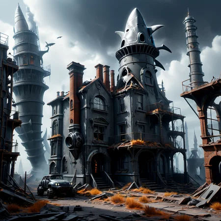 ((best quality)), ((masterpiece)), ((realistic,digital art)), (hyper detailed),DonMR3mn4ntsXL Depth Peeling architecture Mythical Landscapes Chimney Flue,Shark, octane rendering, raytracing, volumetric lighting, Backlit,Rim Lighting, 8K, HDR, <lora:DonMR3mn4ntsXL-000016:1>