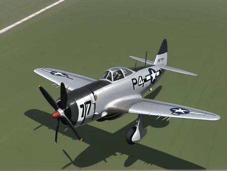 <lora:P-47_Thunderbolt_Illustrious:1.1>  p-47 thunderbolt,flying, historical photo,masterpiece,best quality,amazing quality