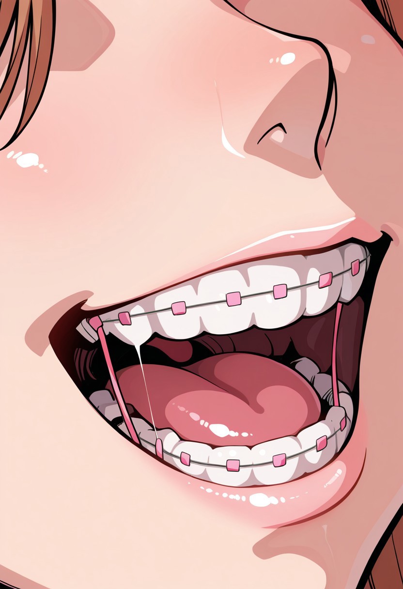 masterpiece,best quality,amazing quality,
close-up,
mouth, teeth, braces, teeth braces, t3kuh0_br4c3s, close-up, solo, 1girl, pink braces