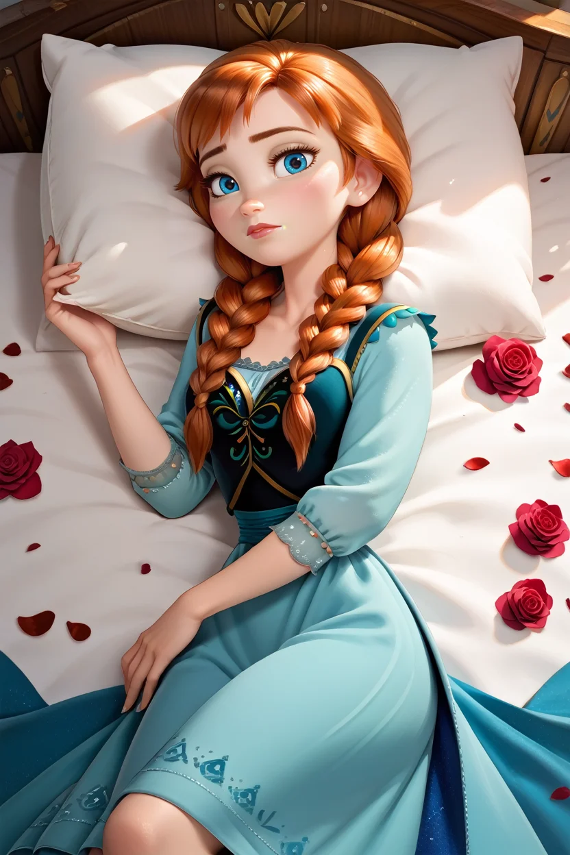 score_9, score_8_up, score_7_up,
<lora:DisneyAnna:0.8>
DisneyAnna, 1girl, orange hair, blue eyes, twin braids, looking at viewer, sleeping in a bed, rose petals, Romanian house