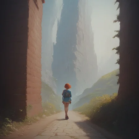 score_9, score_8_up, score_7_up, 20 years old, masterpiece, beautiful girl, redhead, short hair, Outdoors, Far Away