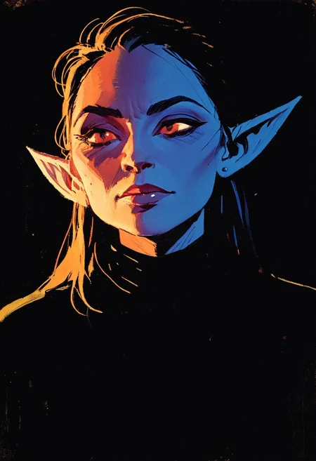 (resplendent highlighting) in the style of casual line and wash sketch, hauntingly beautiful, a drawing of a githyanki woman with, very small nose, pointed elf ears (detailed anatomy and defined musculature:1.0) prominent cheekbones, looking at viewer (elated expression:1.2), focus on the face, strong stance (ultraviolet hues:1.0) bill sienkiewicz and marilyn minter influence, high-contrast lighting, rough details, dark-black sweater, backdrop of salt flats and mono lake, aidmamj6.1, 3xpr3sgg0th1cn30n1nc4s3, ExpresHGothicNeonIncaseUOC, ExpresHGothicNeonIncase