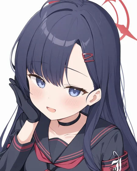 ichika \(blue archive\),1girl, halo, blush, hairclip, red_neckerchief, hands_on_another's_cheeks, simple_background, white_background, open_mouth, black_gloves, black_choker, black_serafuku, black_sailor_collar, solo_focus, upper_body, 1boy, long_sleeves, pov_hands
<lora:ichika_(blue_archive)_image2012_2023-11-27-000009:1>halo. gorgeous,key visual, vibrant, studio anime,award-winning, professional, highly detailed,high budget, cinemascope