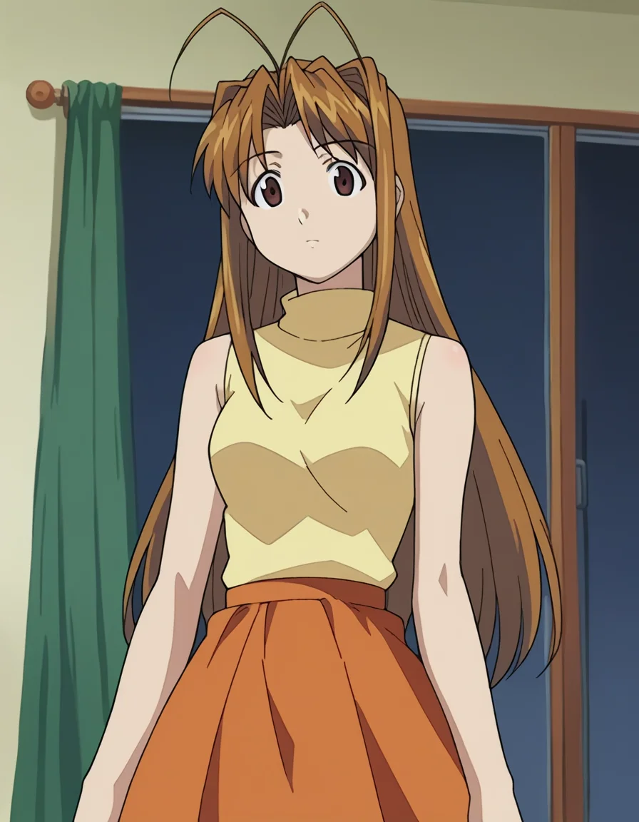 score_9, score_8_up, score_7_up, source_anime,
narunarusegawa, <lora:naru-narusegawa-ponyxl-lora-nochekaiser:1>,
naru narusegawa, long hair, brown hair, antenna hair, brown eyes,
skirt, sleeveless, miniskirt, turtleneck, sleeveless turtleneck,
indoors,
looking at viewer, dutch angle, cowboy shot,