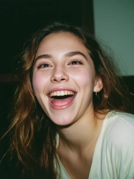 Analog photo of a woman looking like Annie_Crow_P_MXAI_SDXL close up shot, joyful expression