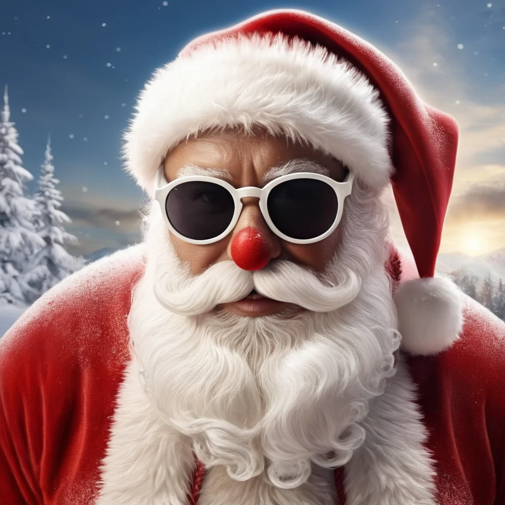 Hyperrealistic art of <lora:Santa Claus:1.2>
Santa Claus a santa claus with sunglasses and a peace sign in snow in Christmas Eve, Extremely high-resolution details, photographic, realism pushed to extreme, fine texture, incredibly lifelike