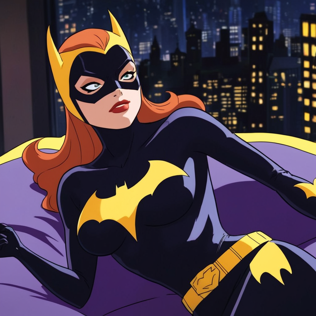anime artwork of  <lora:Anime_Batgirl:1>
Batgirl a cartoon naked breasts woman in a batgirl mask is laying on a bed In Gotham City Universe, anime style, key visual, vibrant, studio anime,  highly detailed