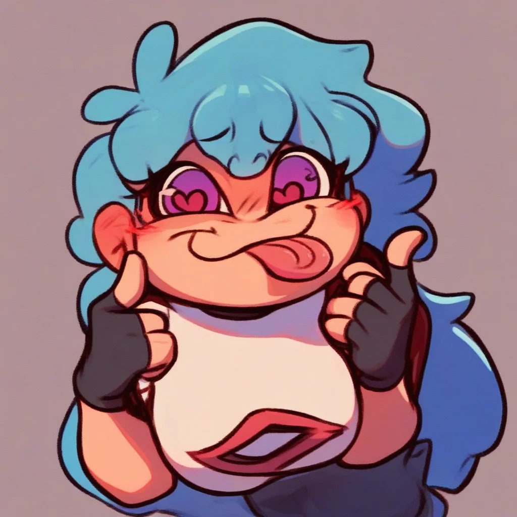 score_9, score_8_up, skyblue. looking at viewer, pointing to herself, tongue hanging out, smiling, blushing