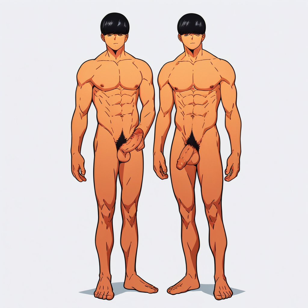 Mash Burnedead, 1boy, male focus, solo, black hair, pubic hair, completely nude, abs, penis, balls, standing,  score_9, score_8_up, score_7_up, score_6_up <lora:vinceteaa_020_04v2-step00000400r:1> good face, good eyes, looking at viewer, full body, standing,