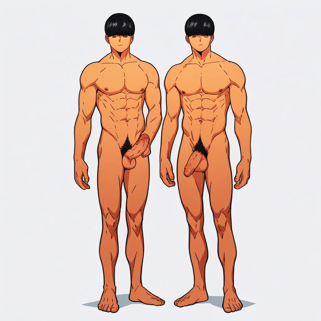 Mash Burnedead, 1boy, male focus, solo, black hair, pubic hair, completely nude, abs, penis, balls, standing, score_9, score_8_up, score_7_up, score_6_up <lora:vinceteaa_020_04v2-step00000400r:1> good face, good eyes, looking at viewer, full body, standing,