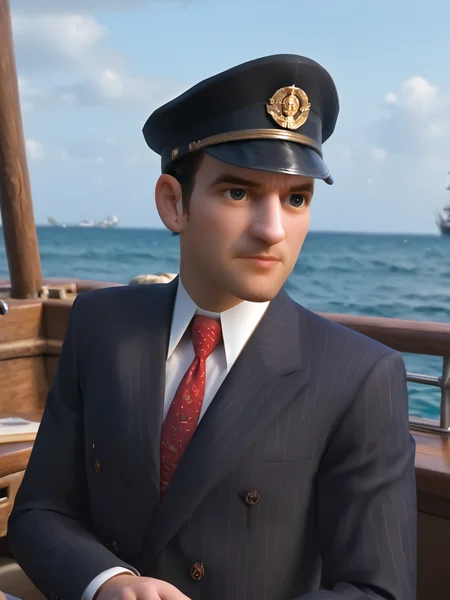 score_9, score_8_up, score_7_up, BREAK, TomAngelo, solo, 1boy, closed mouth, man, male focus, red necktie, formal, suit, black headwear, port, ships, sea  <lora:Tommy_Angelo:1>