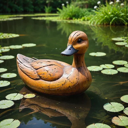 A old wooden duck, floating on a pond.
<lora:OldWood01_CE_XL_300-OT:0.6> oldwdCE_style