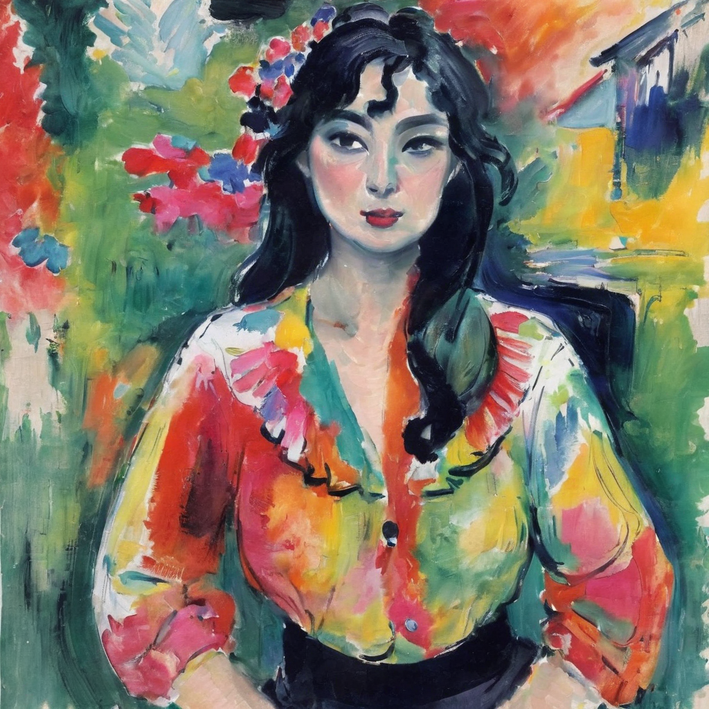 <lora:m4t1:1>m4t1 woman open blouse in vivid house
thick paint, brush strokes