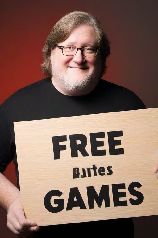 <lora:PE_HoldingSign:0.8> PEHoldingSign,
gabe newell holding a sign that says Free Games