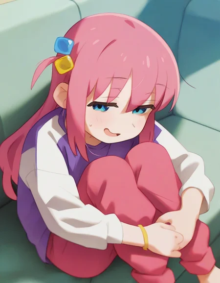 ,a girl on a couch, half-closed eyes, nervous smile, open mouth, bocchi the rock!, pink pants, hugging own legs,
,,,,,,,,,,,,,,,,,,,,,,,,,,,,,,,,,,,,,,,,,,,,,,,,,,,,,,,,,,,,,,,,,,,,,,,,,,,,,,,,,,,,,,,,,,
masterpiece, high quality, general
<lora:alkemanubis_style_illustrious01_v2-000034:1>