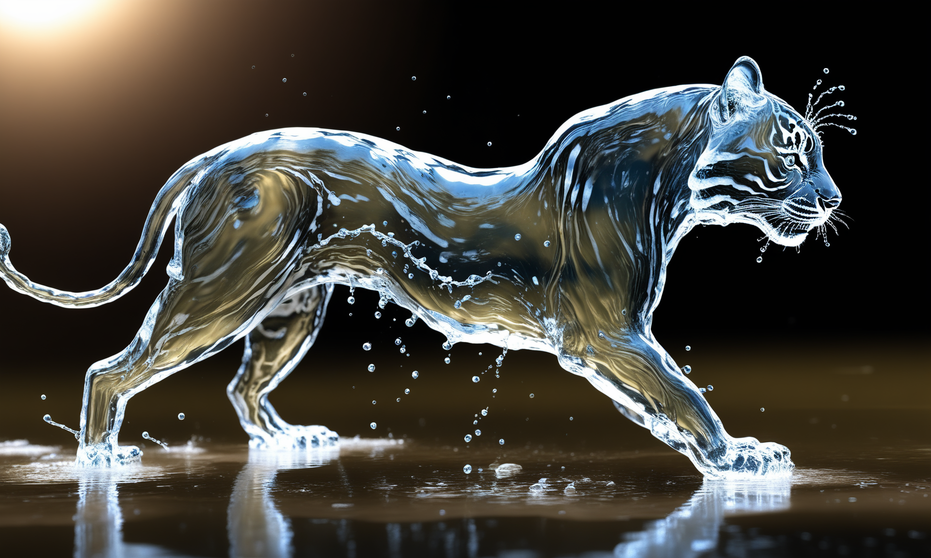 <lora:watercd_xl-000008:0.7>,a transparent water elemental tiger made of (watercd_xl,wavy,brightness,contortion,abstract) in pool,water eyes,water hairs,water body,splash water,water drops,no humans,long-focus,tilt-shift,outdoors,on water,full body,chinese zodiac,cutie,cute,still life,front view,facing viewer,looking at viewer,ethereal fantasy concept art,magnificent,epic,majestic,magical, emotional,harmonious,high budget,moody,epic,gorgeous,perfect lighting,realistic,photorealistic,photographic,photo (medium),real,moody lighting,volumetric lighting,reality ray tracing,8K,HDR,UHD,masterpiece,best quality,highly detailed,high resolution,finely detail,extremely detailed,ultra detailed,wallpaper
