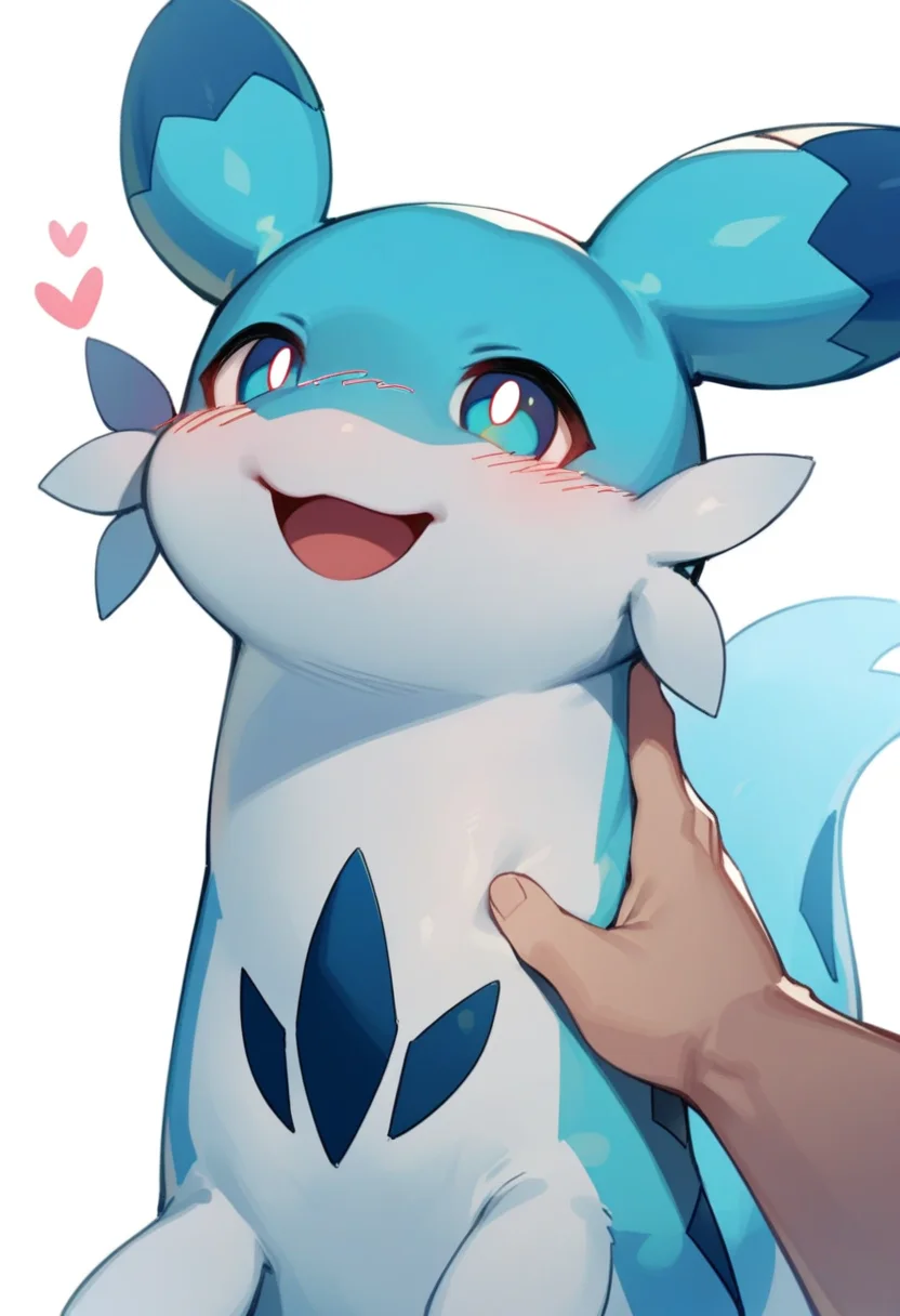 masterpiece,best quality,very aesthetic,absurdres,<lora:chillet_v2:1>,chillet, animal, no_humans, solo, smile, blush, happy, white_background, pokemon_\(creature\), heart, simple_background, open_mouth