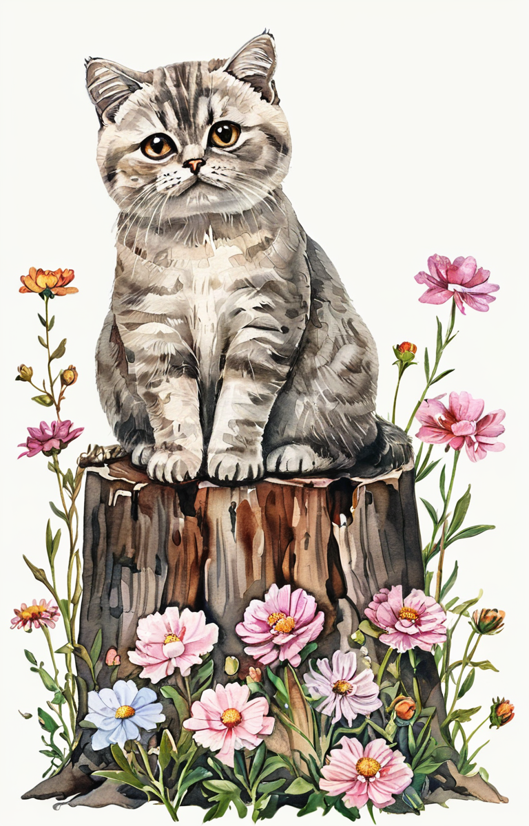 masterpiece,best quality,<lora:tbh31-sdxl:0.9>,illustration,cat decaying peonies