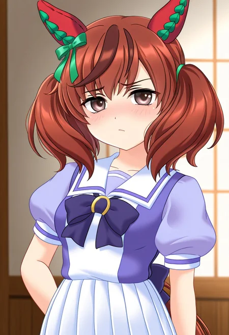 lazympos, ryukishi07, higurashi no naku koro ni, 1girl, umamusume, nice nature, tracen uniform