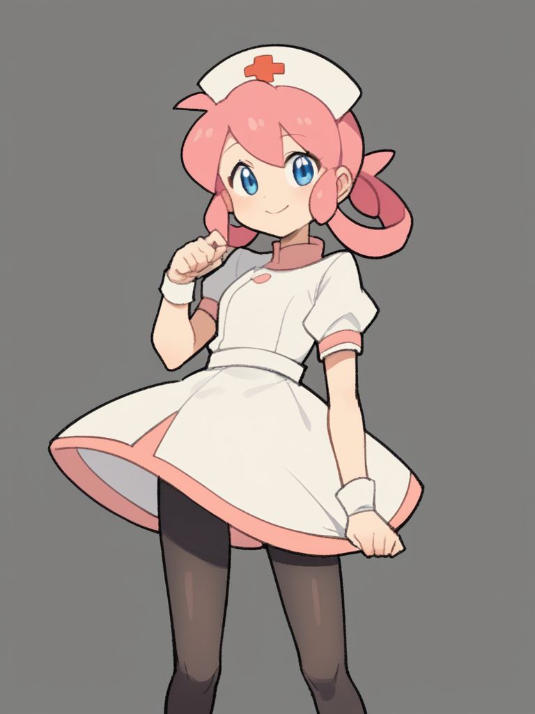 score_9, score_8_up, score_7_up, source_anime, BREAK
1girl, solo,  <lora:TemmieChang-20:1> sketch, :3, dress, black pantyhose, Pokemon, Nurse Joy, pink hair, hair rings,