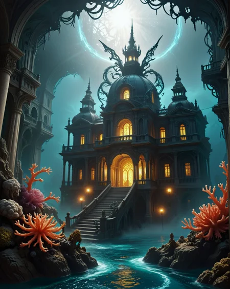 dark fantasy radioactive-mineral veins, Rococo bronze arabesques, nanoweave suspension nets in, prismatic-coral reefs, Astro-Baroque starburst facades style, psychic-echo memory fog,
random character in landcscape,
 <lora:ral-dark-fantasy-il:0.25> dark fantasy, eldritch horror, mythology, apocalyptic
<lora:extremely_detailed:0.8> extremely detailed,
<lora:DetailMaximizer:0.7> 
 <lora:Dream Scenery XL:0.3> Dream Scenery,
<lora:add-detail-xl:0.3>,
detailxl,