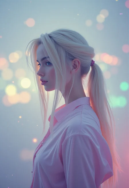 In this Lomography-inspired photograph, Tifa Lockhart from Final Fantasy is portrayed in a hazy, dreamlike, and liminal minimalist setting. The muted colors, reminiscent of faded pastel hues like lavender, peach, and mint, evoke the feel of a bygone era, as if they have been softened by the patina of time. This nostalgic atmosphere is further enhanced by the early 2000s web aesthetic, while the cinematography of Asteroid City adds a touch of surrealism to the scene.
The minimalist surrealism is complemented by a chromatic glossy shimmer, lending an air of eldritch strangeness to the scene. Delicate vector outline accents are scattered throughout the image, adding depth and dimension to the otherwise simplistic composition. This unique and evocative photograph masterfully combines various visual elements to create a captivating and enigmatic portrait of Tifa Lockhart.