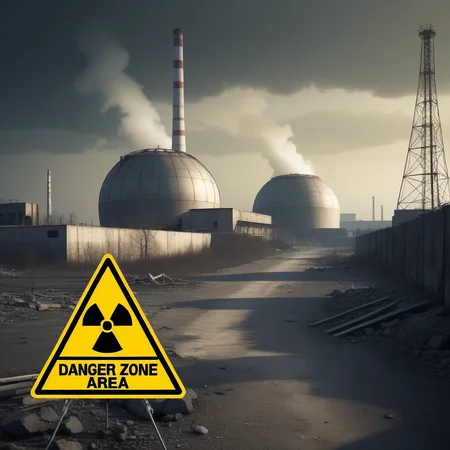 postapocalyptic nuclear radiation area with a small sign with text:"danger zone" <lora:text:1>