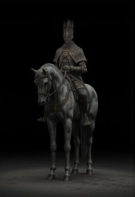 non human Obscure medieval military armored horse without a rider
Standing on a flat ground
Set against a solid dark black color background to emphasize its unsettling unnatural form that emphasizes its silhouette. The medium is not a traditional painting or illustrative medium like watercolor or ink but rather a digital 3D rendering.
MikeFranchinastyle, bbstyle,, horror theme,, ZBClay model of a gray sculpture, zbrush, d4arks0uls, overcast lighting