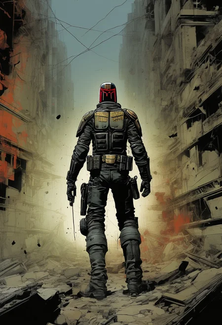 score_9, source_comic, (Part 1 above, Part 2 below) BOOK OF THE SIMON BISLEY, art station, BANDE DESSINÉE story transcription, full color. (Judge Dredd),vector