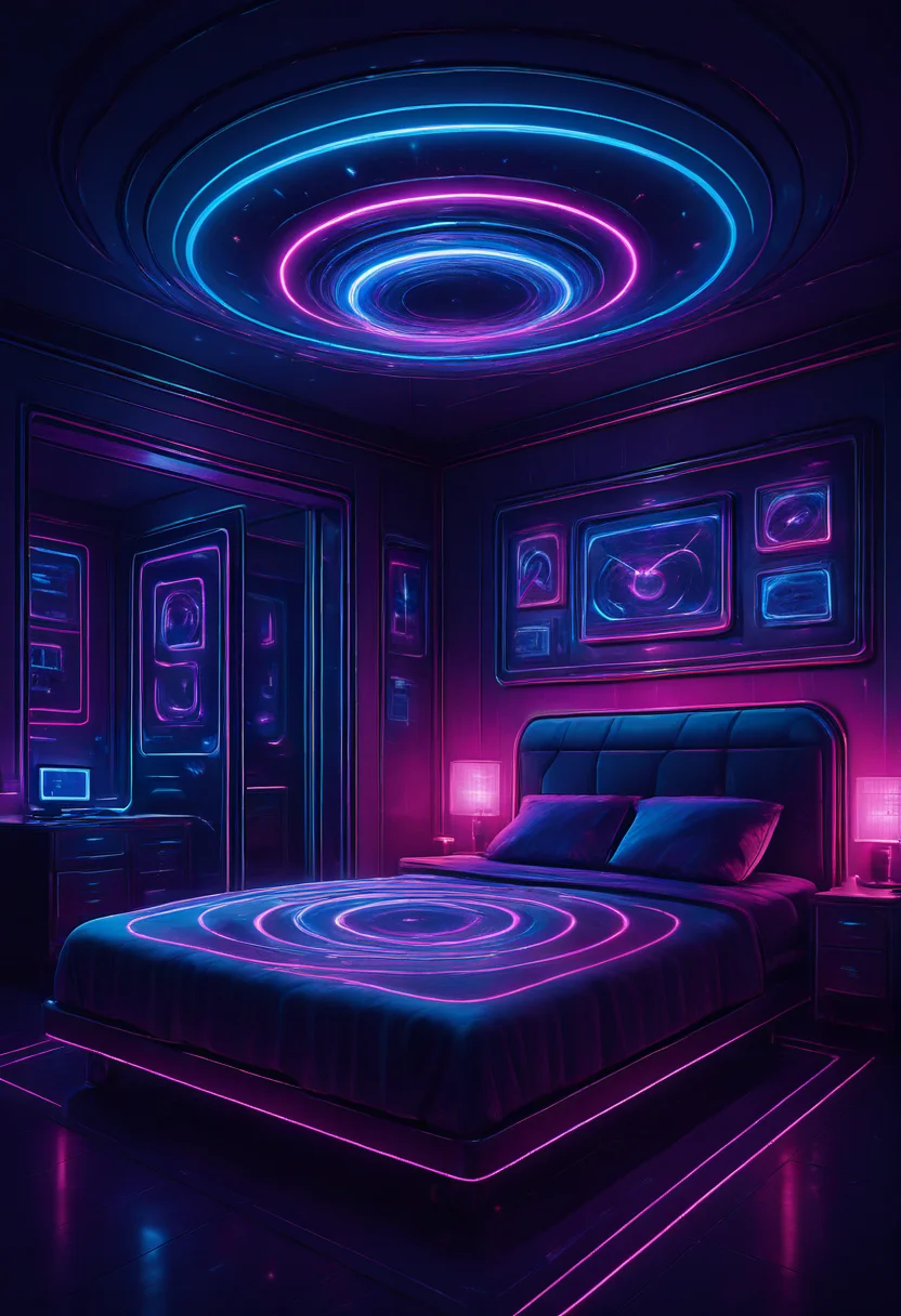 masterpiece, best quality, D1sc0Pnk, bedroom, <lora:DiscoPunk_IXL:1.0>,