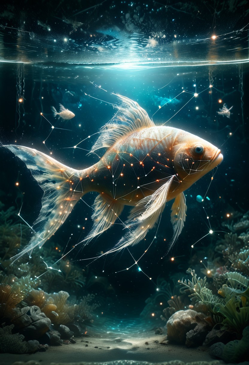 starry_morph, score_9, score_8_up, score_7_up,  
swimming fish by Greg Rutkowski and John Collier and Albert Aublet and Krenz Cushart and Artem Demura and Alphonse Mucha and Giuseppe Arcimboldo