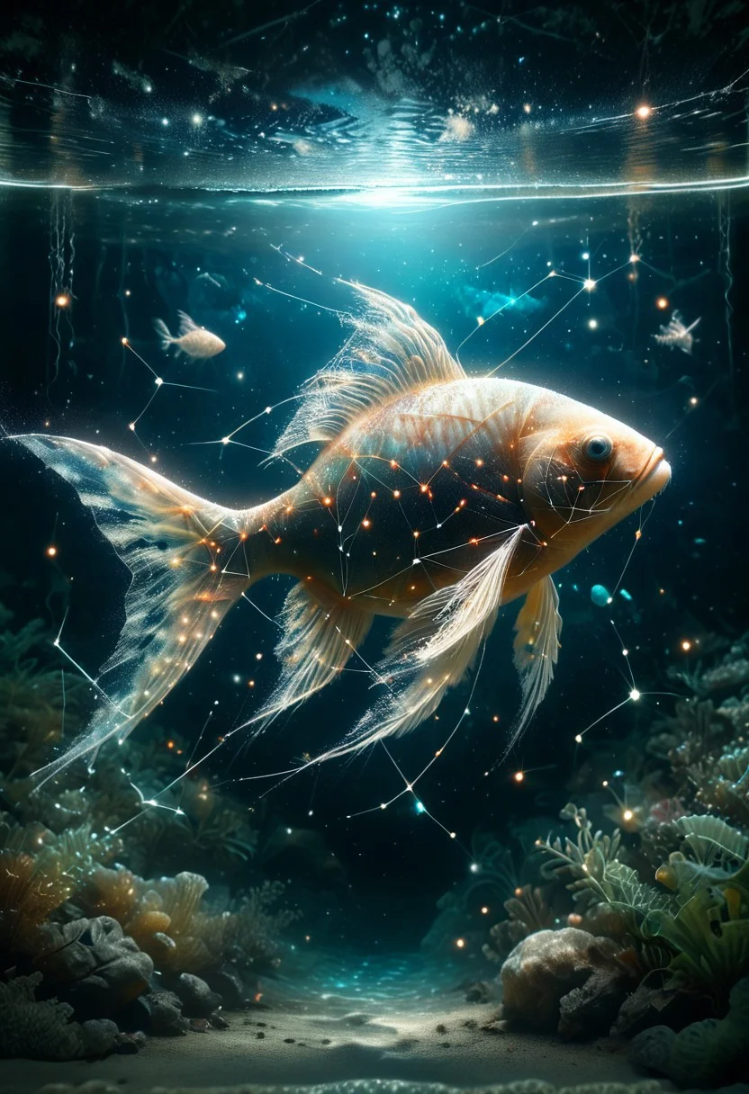 starry_morph, score_9, score_8_up, score_7_up,
swimming fish by Greg Rutkowski and John Collier and Albert Aublet and Krenz Cushart and Artem Demura and Alphonse Mucha and Giuseppe Arcimboldo