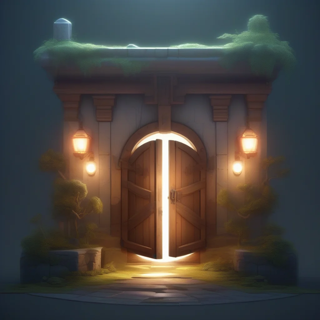 ecret door, landscape, cinematic lights, atmosphere with illuminated fog, semi 2D, isometric style,<lora:isometric-v1:1>