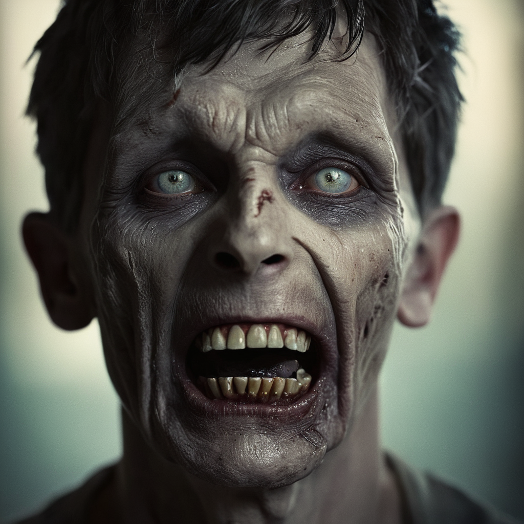 cinematic film still of  <lora:perfection style:0.9> wrinkles:1
A perfect photo of a close up of a zombie person with a creepy face,solo,open mouth,1boy,male focus,teeth,skull , detailed face, detailed body, detailed hands, detailed eyes, detailed nose, detailed ears, detailed hair, detailed, perfection, detailed teeth, detailed skin texture, wrinkly, detailed fingers, detailed mouth, beauty, realism, real, detailed hair, detailed pores, detailed background, sharp image, detailed lips, different race, different color, different haircut, different skin tone, different, different people, different pose, perfection style, shallow depth of field, vignette, highly detailed, high budget, bokeh, cinemascope, moody, epic, gorgeous, film grain, grainy