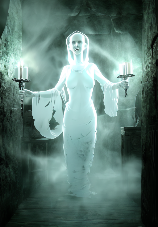 <lora:Wispmother:0.8>, Wispmother, portrait, Ghostly, Haunted Mansion, Eerie Shadows, Flickering Candles, Creaking Floorboards, Whispering Apparitions, Chilling Breeze, Dim Moonlight, Forgotten Memories, Fading Portraits, Ominous Silence, Phantom Footsteps, Creeping Fog, Ancient Curse, Uncanny Presence, Faint Ghostly Laughter, (masterpiece, best quality, absurdres, detailed, ultra-detailed:1.3), (highly detailed, high quality:1.3)