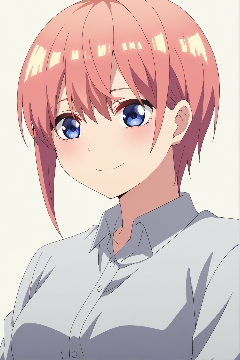 <lora:Ichika_Nakano:0.8>,  Ichika Nakano, white background, upper body, smile,