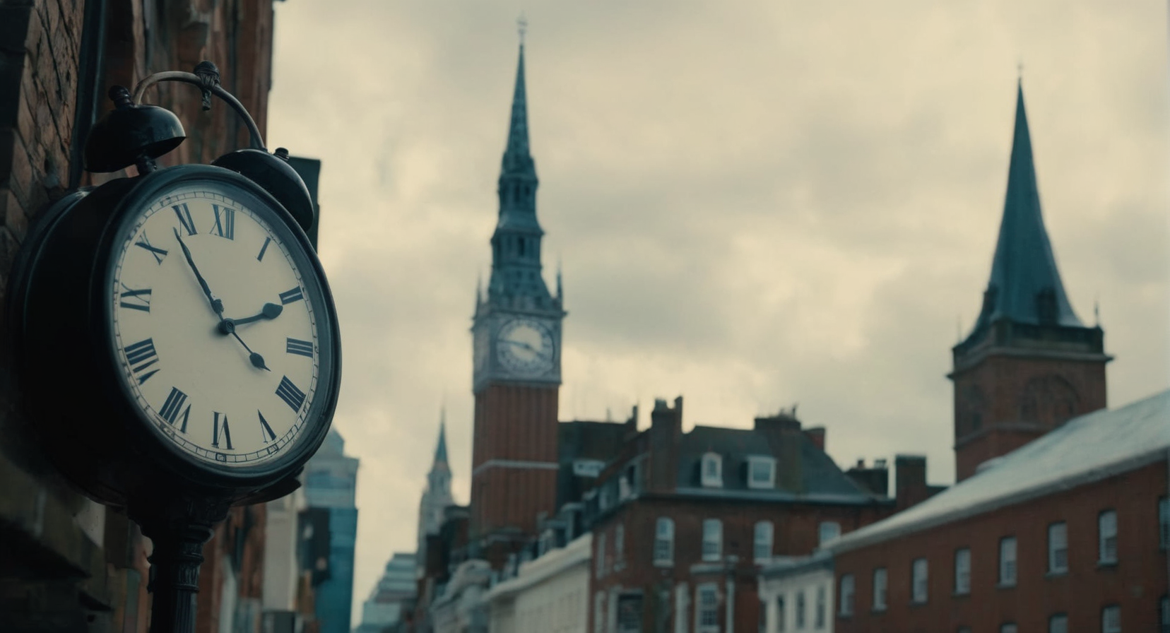 cinematic film still of (Cinematic Film stock footage style) in (arri alexa style) (Kodak film print style), 
 <lora:Hyperrealism-000003:1>
a futuristic city with a large clock tower Hyperrealism Style, shallow depth of field, vignette, highly detailed, high budget, bokeh, cinemascope, moody, epic, gorgeous, film grain, grainy