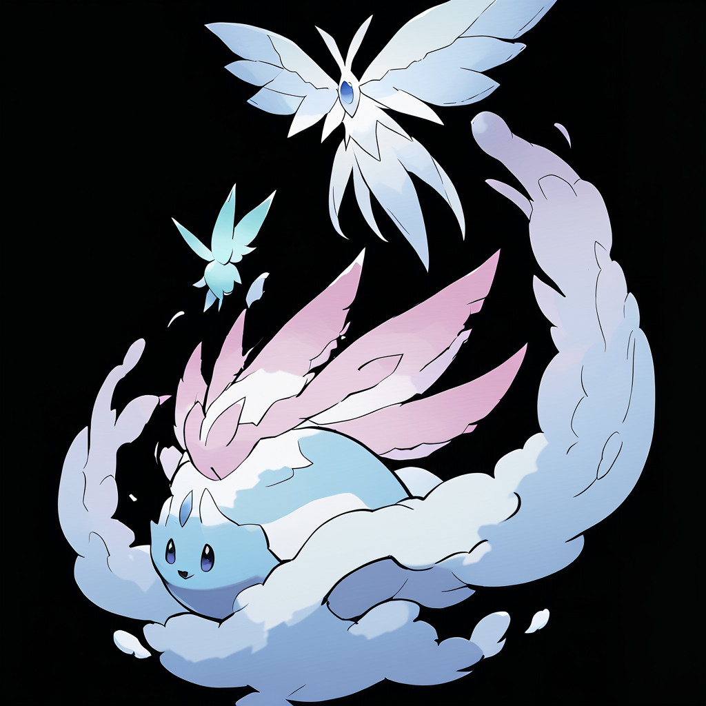 <lora:pokemon_pony_xl:1>, watercolor creature art like pokemon, Type: Ice, Type: Ghost, Egg Group: Fairy, is a pokemon creature that It communicates through a series of clicks and whistles, a language understood by few,It weaves the fabric of dreams, a master of the night that shapes the visions of sleepers with a Indigo thread,In the hush of the dawn, its presence is like a breath, a gentle stirring in the air that speaks of new beginnings,The animal has a dense, Green coat that provides insulation in cold environments,The animal's breath on a Pink morning appears as a swirling dance of light and shadow score_9, score_8_up, score_7_up, score_6_up, score_5_up, score_4_up.  Simple black background, (Masterpiece:1.3) (best quality:1.2) (high quality:1.1)