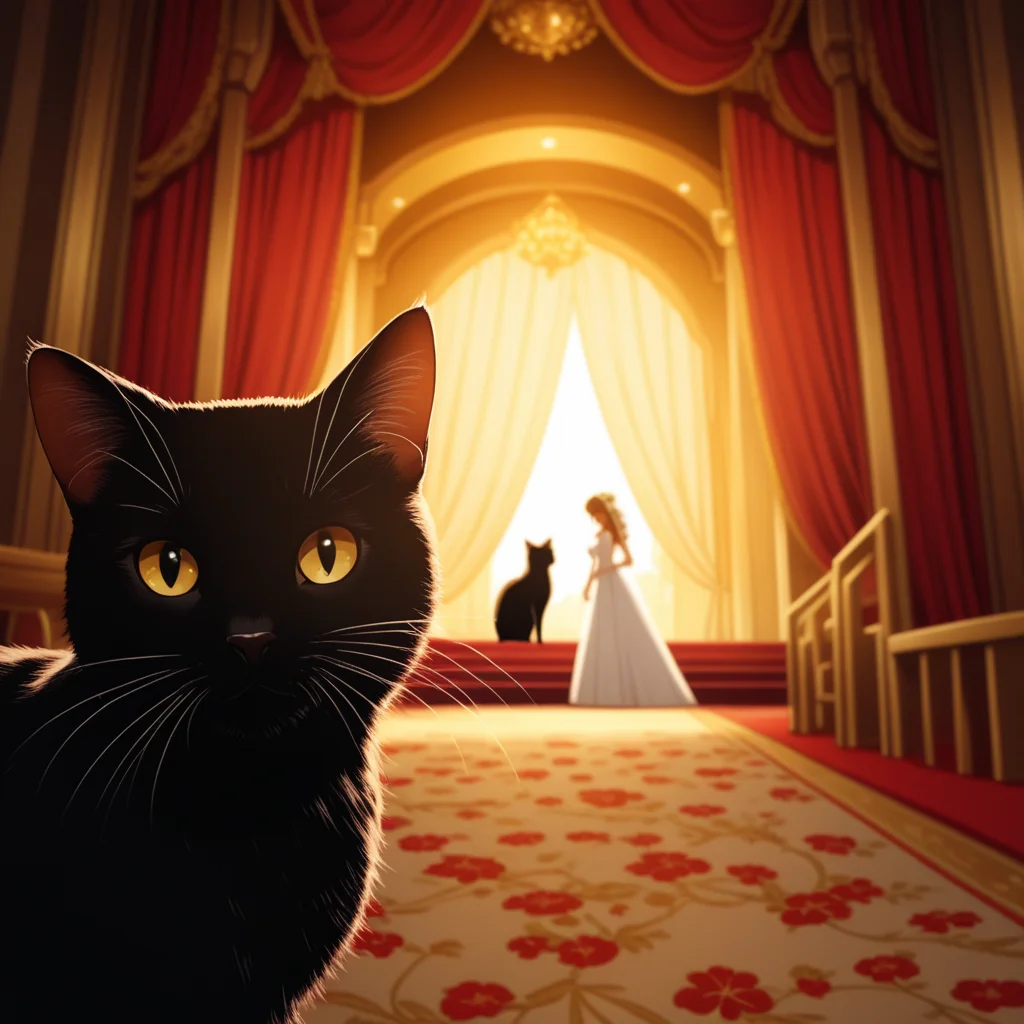cinematic film still anime artwork, cfb, cat foreground <lora:Meme_soph-PhotoBombv2-SDXL:0.8>, wedding background . vibrant, studio anime, highly detailed, ((art by CLAMP)) (cel shading), line art . shallow depth of field, vignette, highly detailed, high budget, bokeh, cinemascope, moody, epic, gorgeous, film grain, grainy