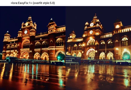 wide angle exterior background, night, an uncanny Chhatrapati Shivaji Terminus (formerly Victoria Terminus), 4K UHD, very detailed, desaturated, sharp focus, <lora:sdxl_liminal_v1-step00003000:1.0>