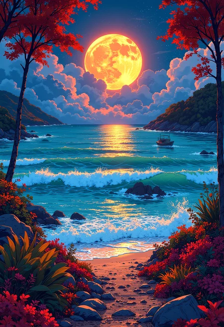 A traveler in paradise, vibrant glow