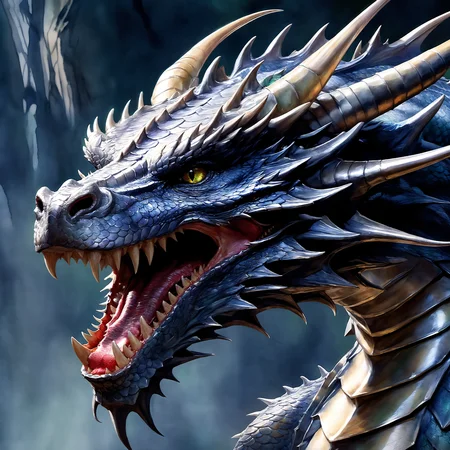 professional, high quality, a fine photorealistic watercolor sketching
of (The Dragon, shiny armored scales, white sharp teeth, sharp spikes, red tongue, green shiny eyes, close shot:1.11),
cinematic shot, intricate lighting gradient,
crystalline, 8k resolution, detailed, focused,
(style of fabian perez:0.1)