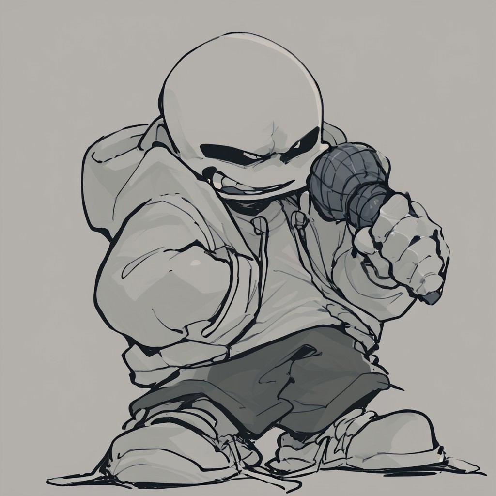 score_9, score_8_up, score_7_up, source_cartoon, solo, 1boy, full body, high definition, high resolution, ((hold microphone)), sans \(undertale\)